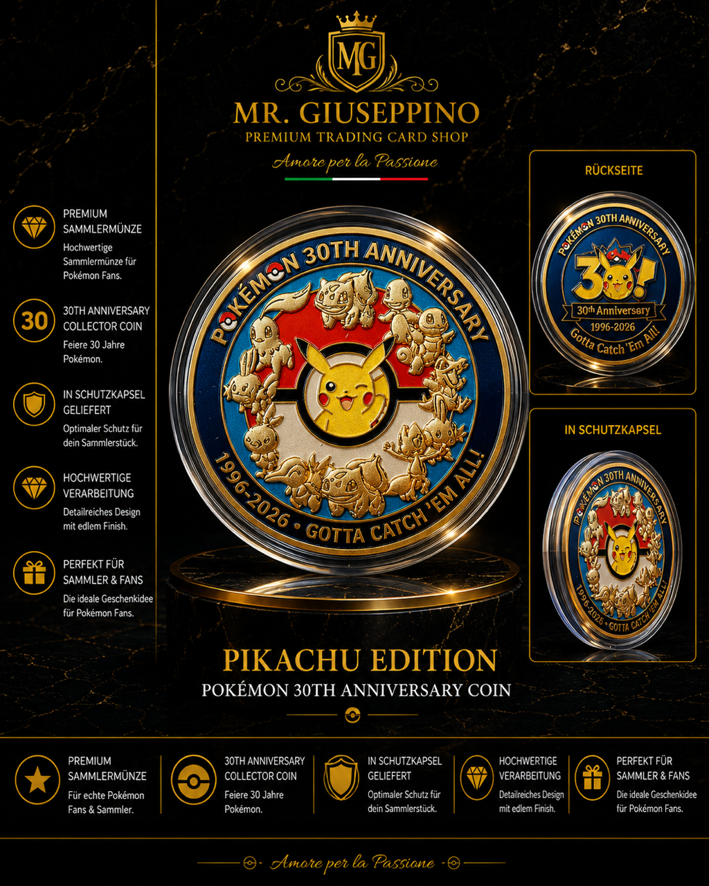 Pokémon 30th Anniversary Collector Coin – Pikachu