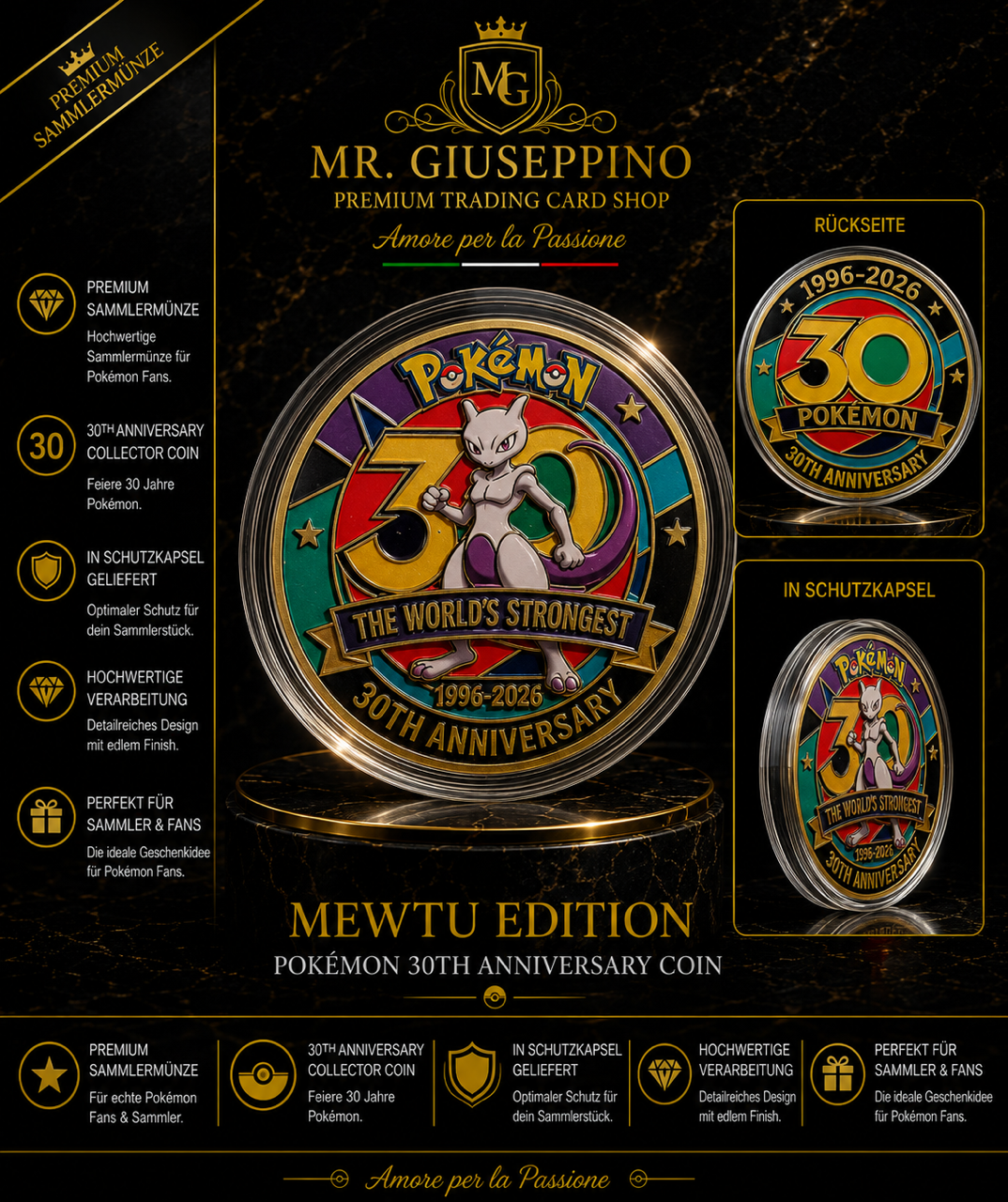 Pokémon 30th Anniversary Collector Coin – Mewtu Classic Edition
