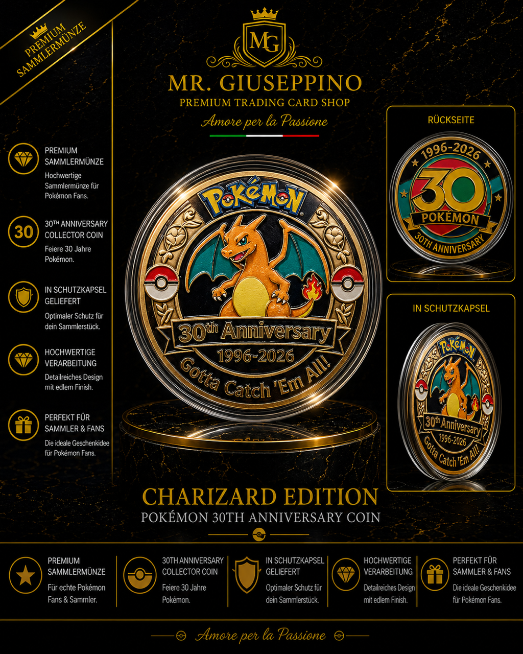 Pokémon 30th Anniversary Collector Coin – Glurak
